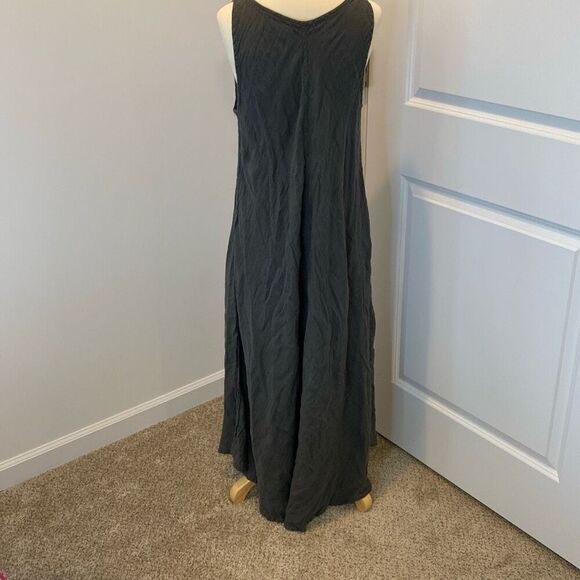 CP Shades Linen Maxi Dress Gray Sleeveless Pockets Minimalist Lagenlook MEDIUM - Picture 2 of 11